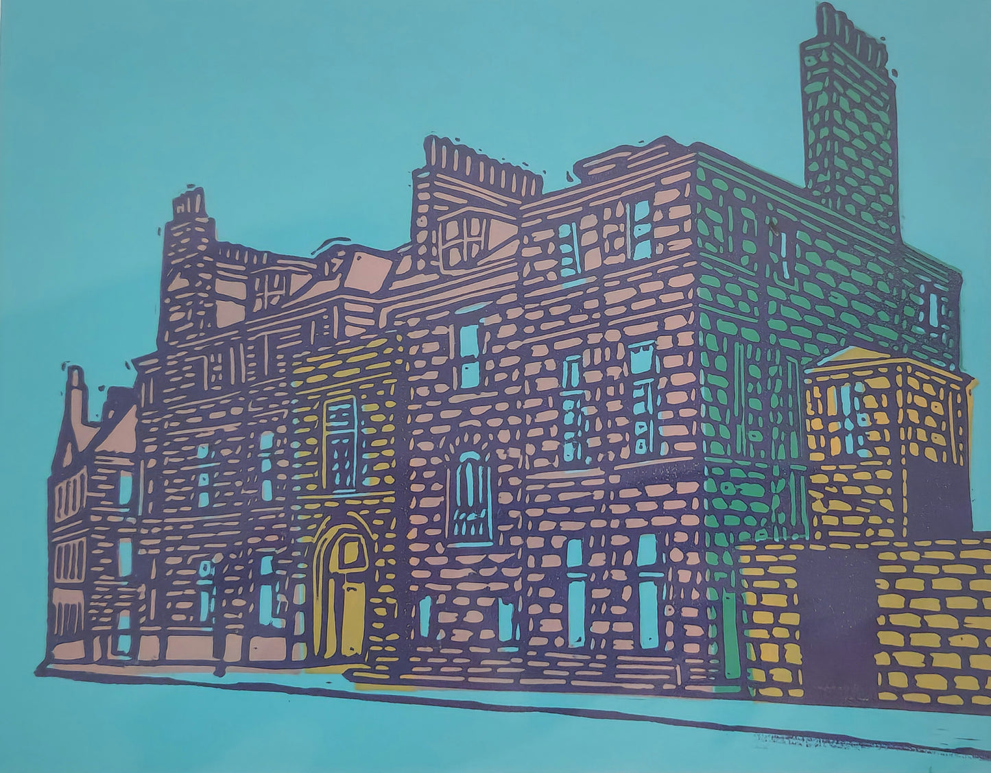 Original Hand Carved Lino Print - Castle Street