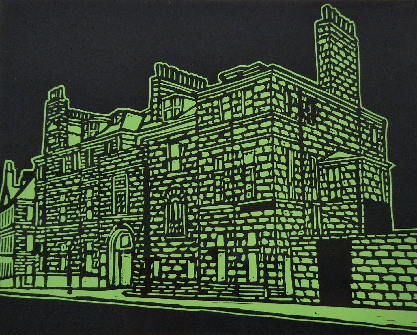 Original Hand Carved Lino Print - Castle Street