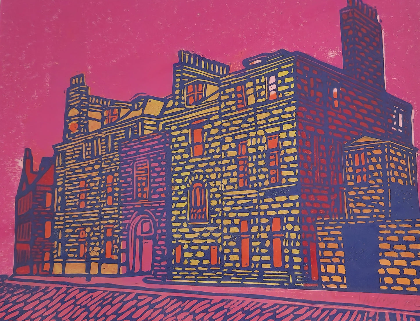 Original Hand Carved Lino Print - Castle Street Aberdeen