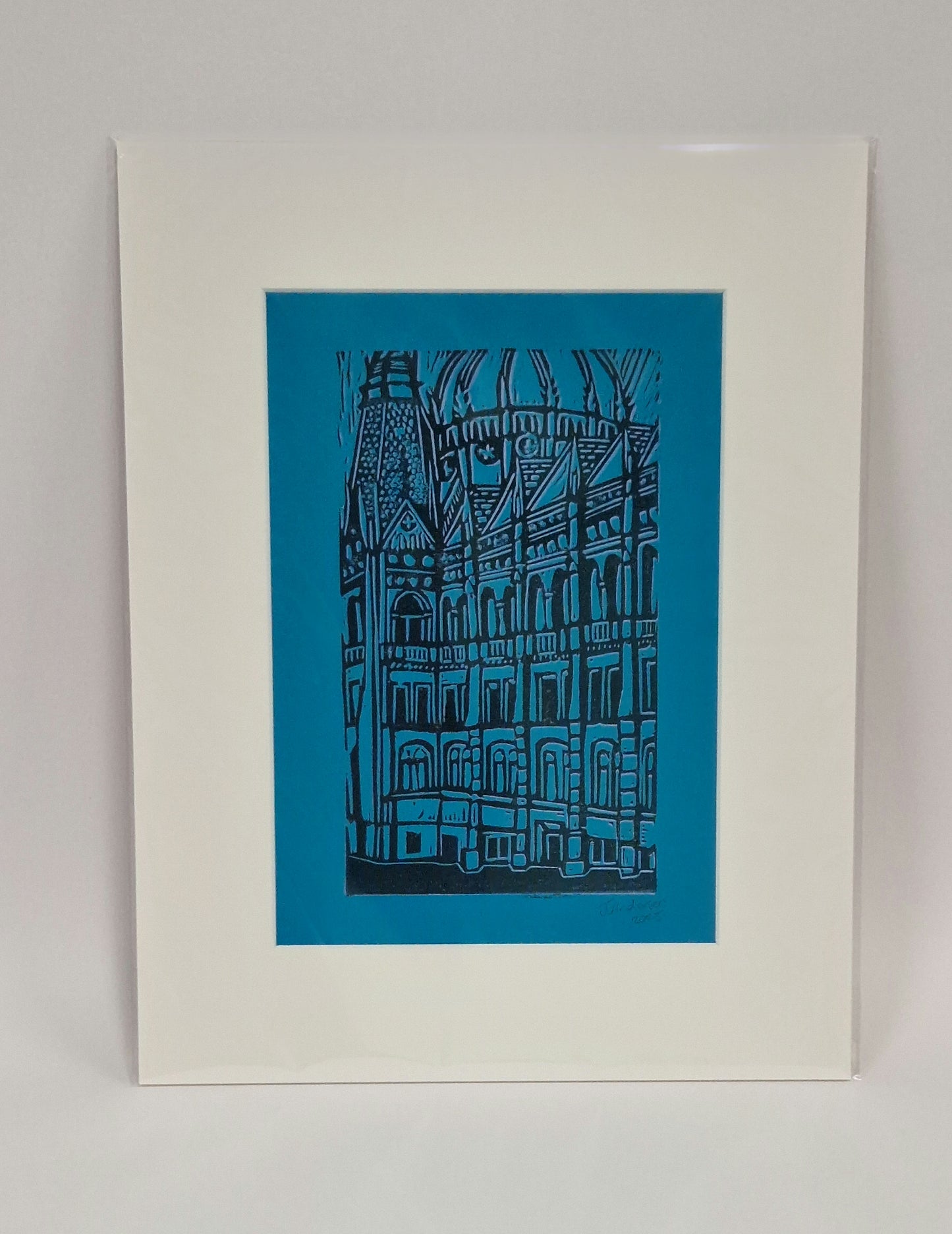 Original Hand Carved Lino Print - Budapest Parliament