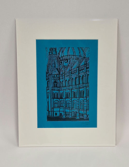 Original Hand Carved Lino Print - Budapest Parliament