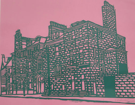Original Hand Carved Lino Print - Castle Street
