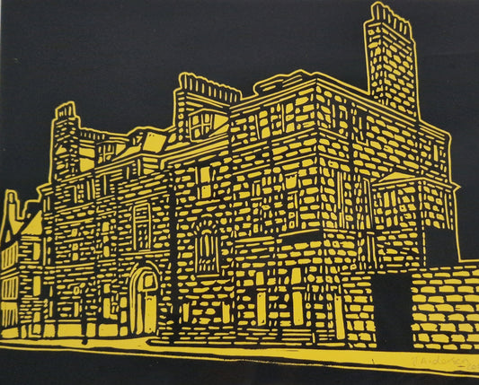 Original Hand Carved Lino Print - Castle Street