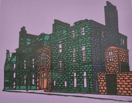 Original Hand Carved Lino Print - Castle Street