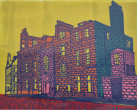 Original Hand Carved Lino Print - Castle Street