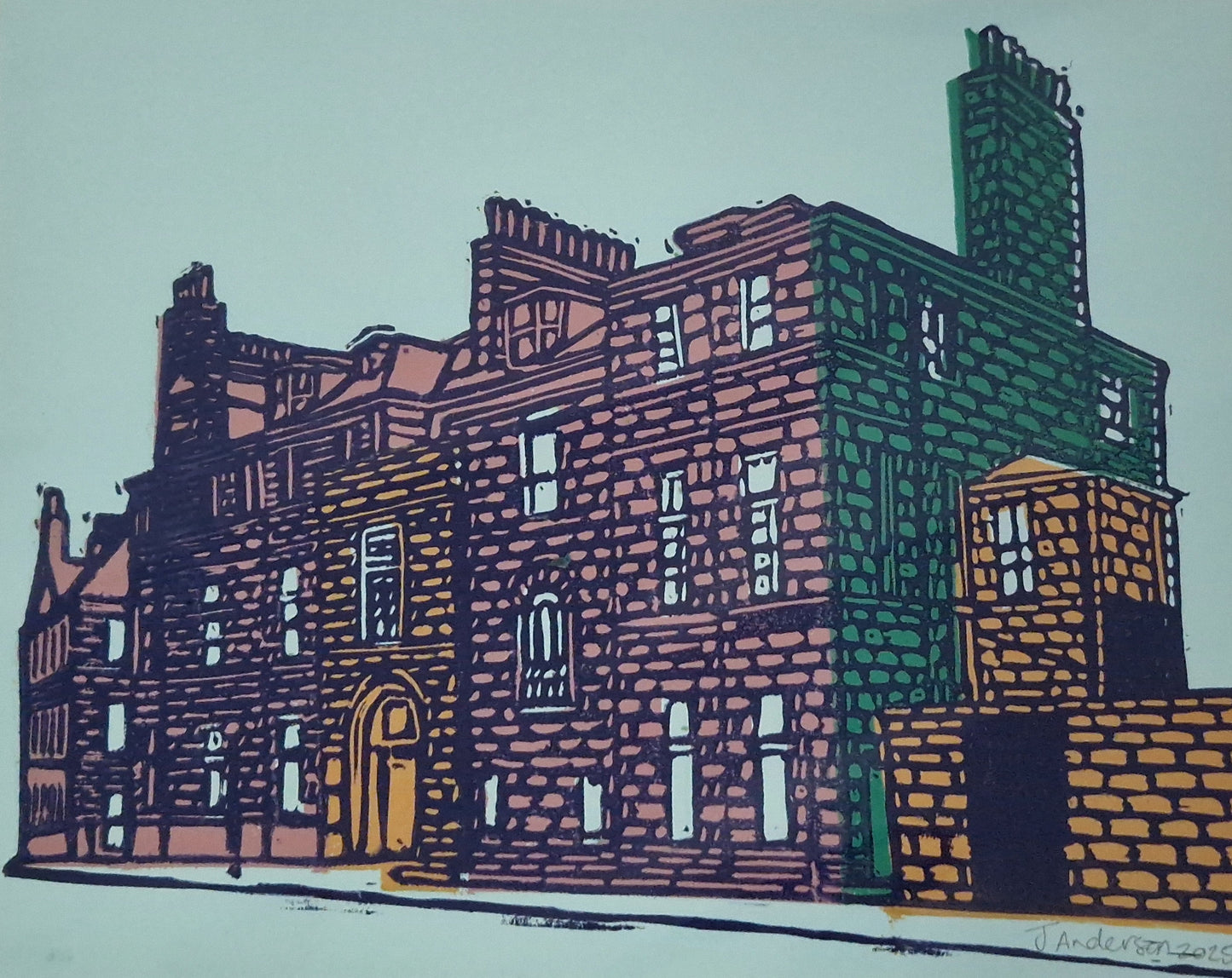 Original Hand Carved Lino Print - Castle Street Aberdeen