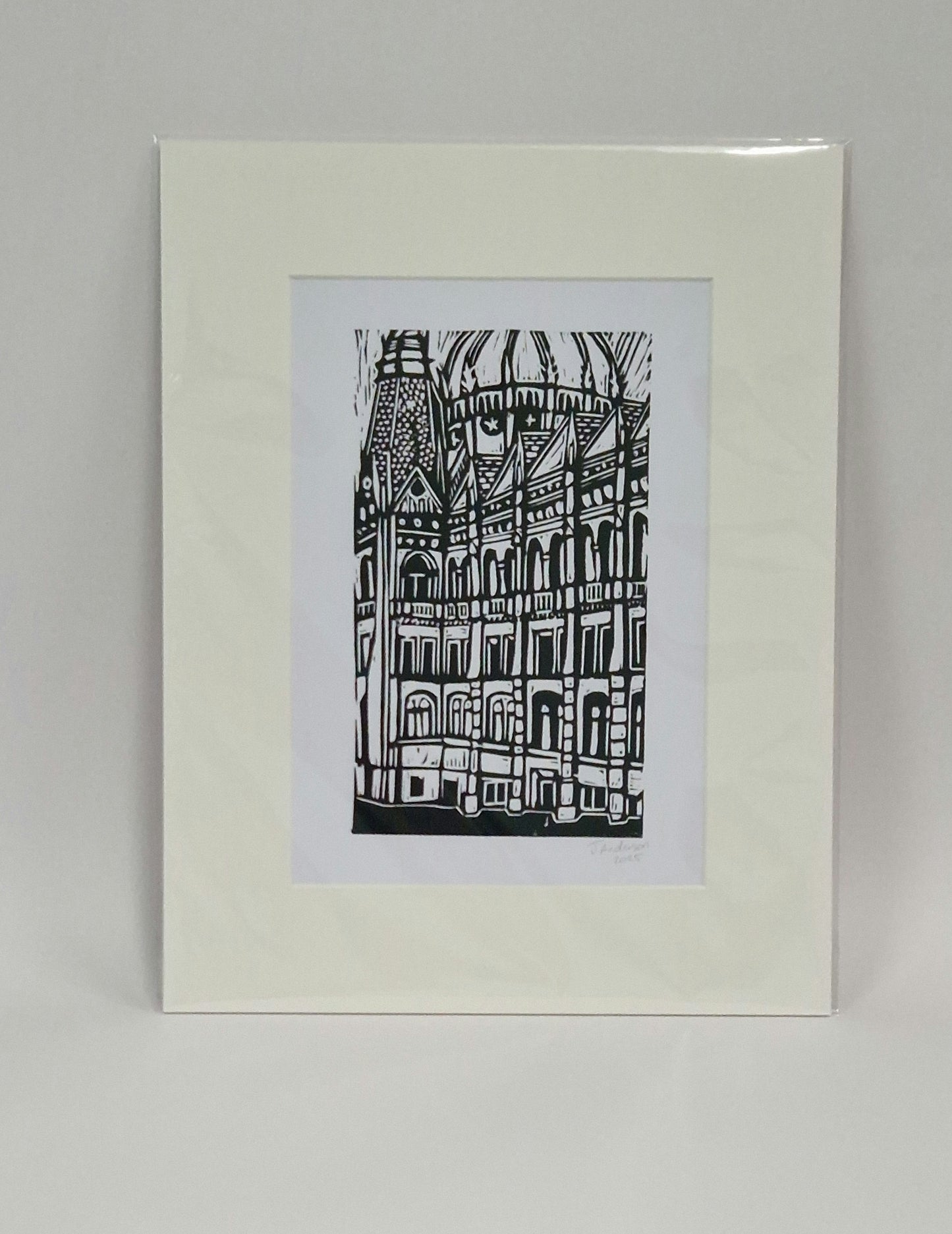 Original Hand Carved Lino Print - Budapest Parliament