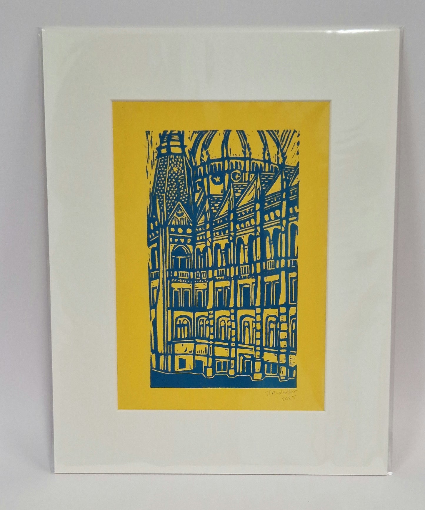 Original Hand Carved Lino Print - Budapest Parliament