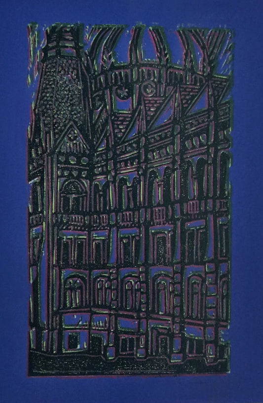 Original Hand Craved Lino Print - Budapest Parliament