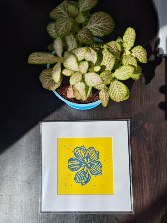 Original Hand Carved Lino Print - Geranium Flower