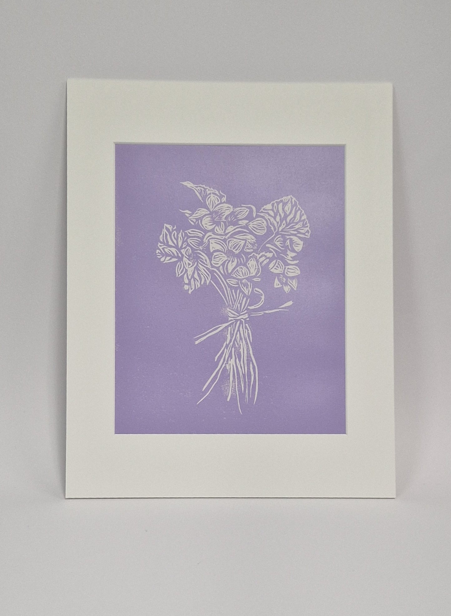 Original Hand Carved Lino Print - Violets