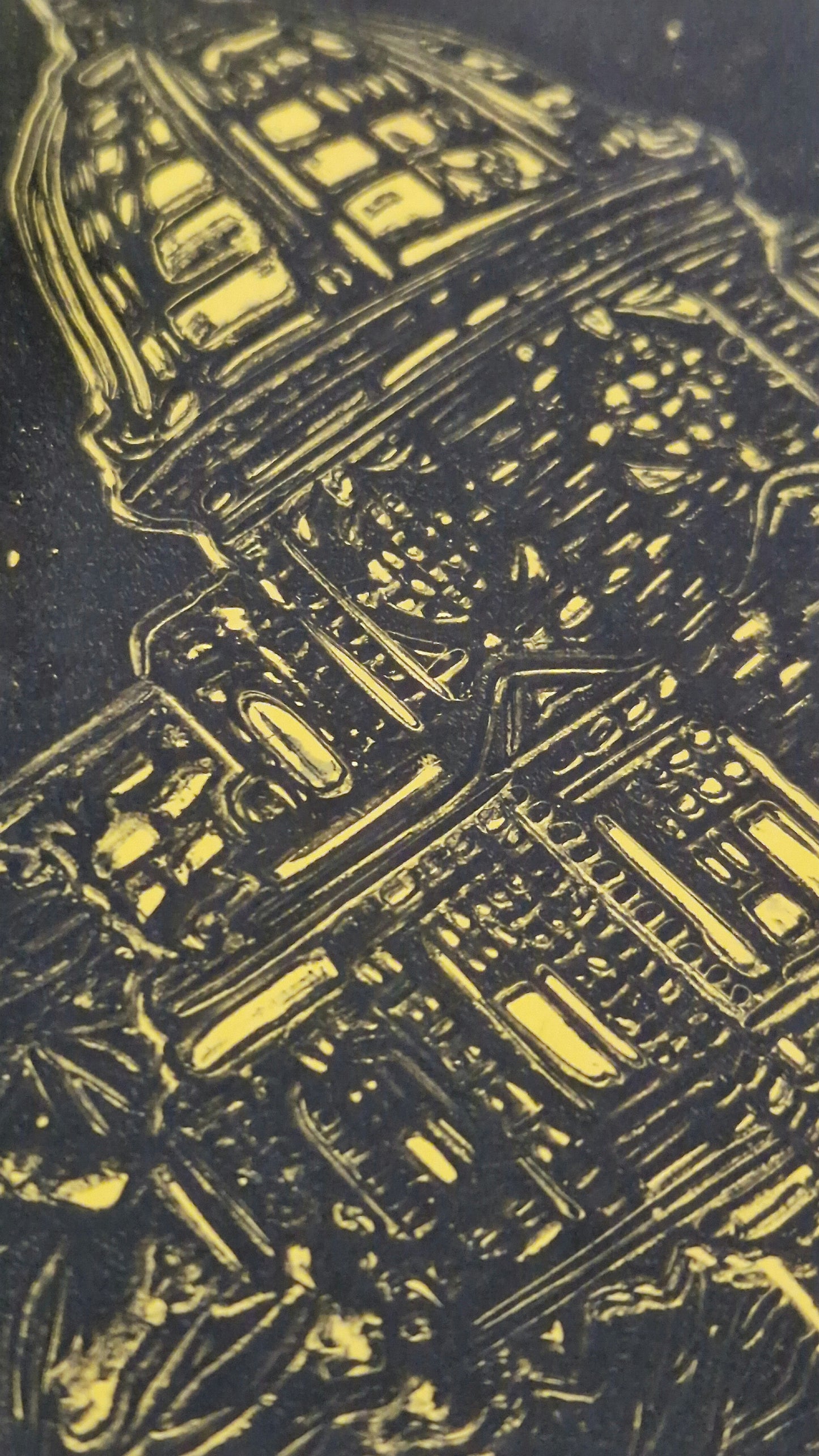 Original Hand Carved Lino Print - The Academy